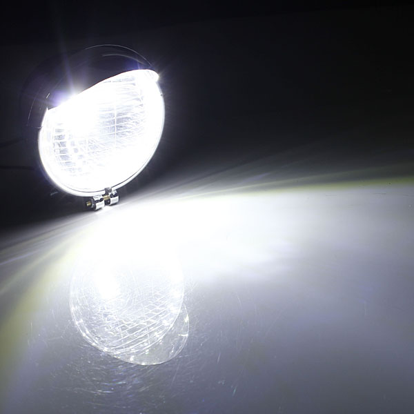 12V-Universal-Motorcycle-25-LEDs-Headlight-Headlamp-Chrome-Case-942792