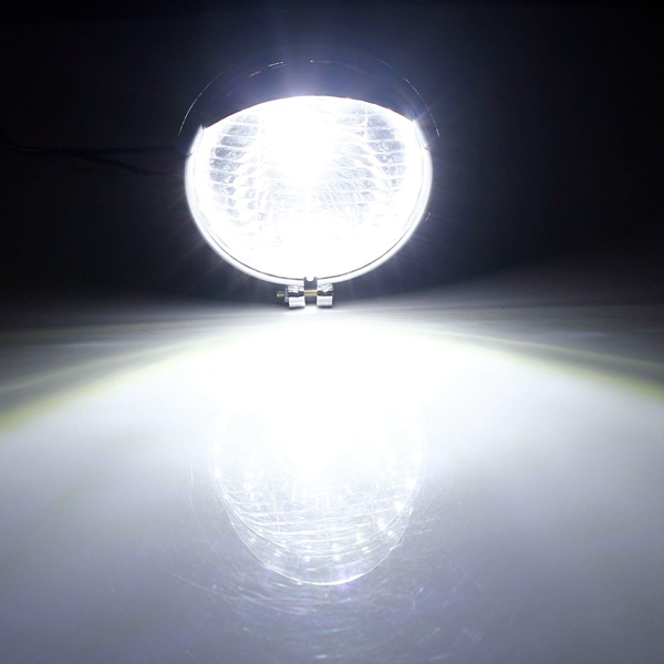 12V-Universal-Motorcycle-25-LEDs-Headlight-Headlamp-Chrome-Case-942792