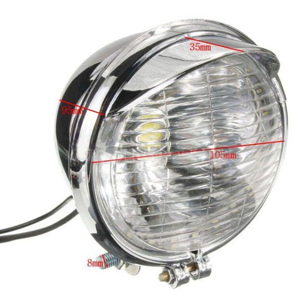 12V-Universal-Motorcycle-25-LEDs-Headlight-Headlamp-Chrome-Case-942792