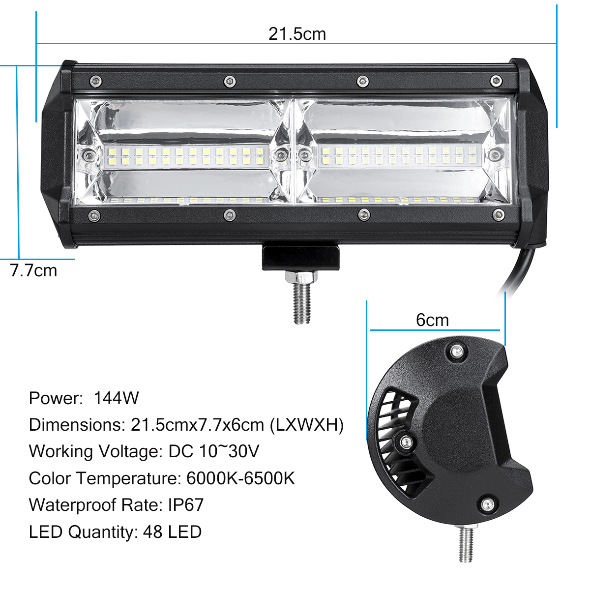 144W-48-LED-Work-Light-Bar-Fog-Driving-Lamp-White-Amber-Offroad-SUV-ATV-UTV-1635586