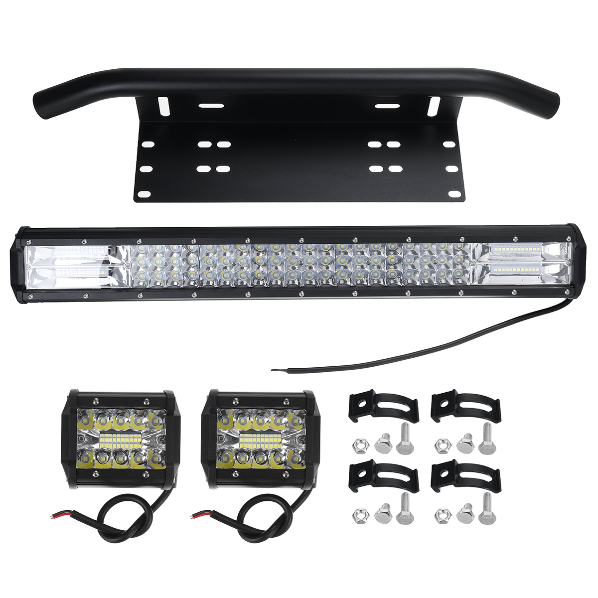 23quot-LED-Light-Bar--Number-Plate-Frame--2-x-4-Spot-Flood-Driving-Lamp-Offroad-1820000