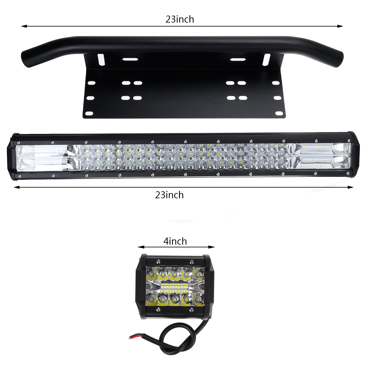 23quot-LED-Light-Bar--Number-Plate-Frame--2-x-4-Spot-Flood-Driving-Lamp-Offroad-1820000