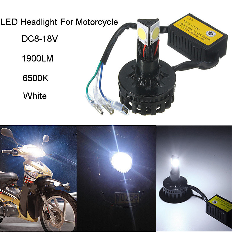 25W-1900lm-6500K-Universal-Motorcycle-Auto-HiLo-Beam-LED-Headlight-Lamp-Bulb-1133841