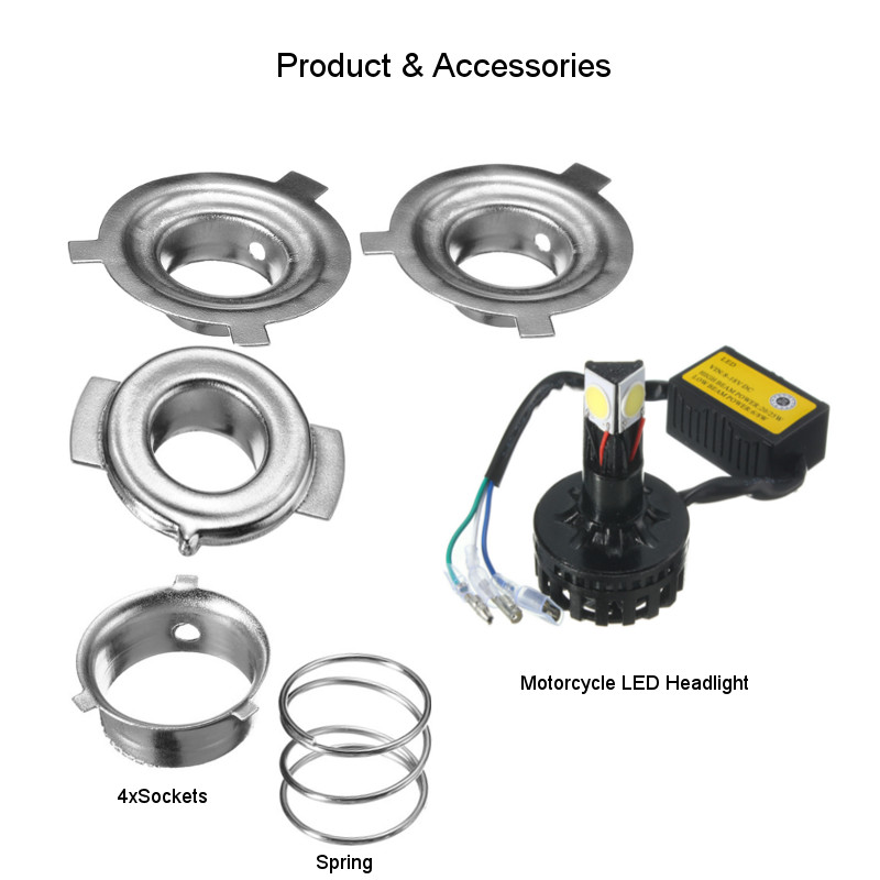 25W-1900lm-6500K-Universal-Motorcycle-Auto-HiLo-Beam-LED-Headlight-Lamp-Bulb-1133841