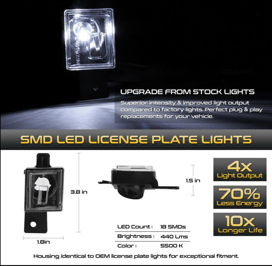 2PCS-LED-License-Plate-Light-For-Chevy-Silverado-2014-2018-GMC-Sierra-BRIGHT-SMD-1826644