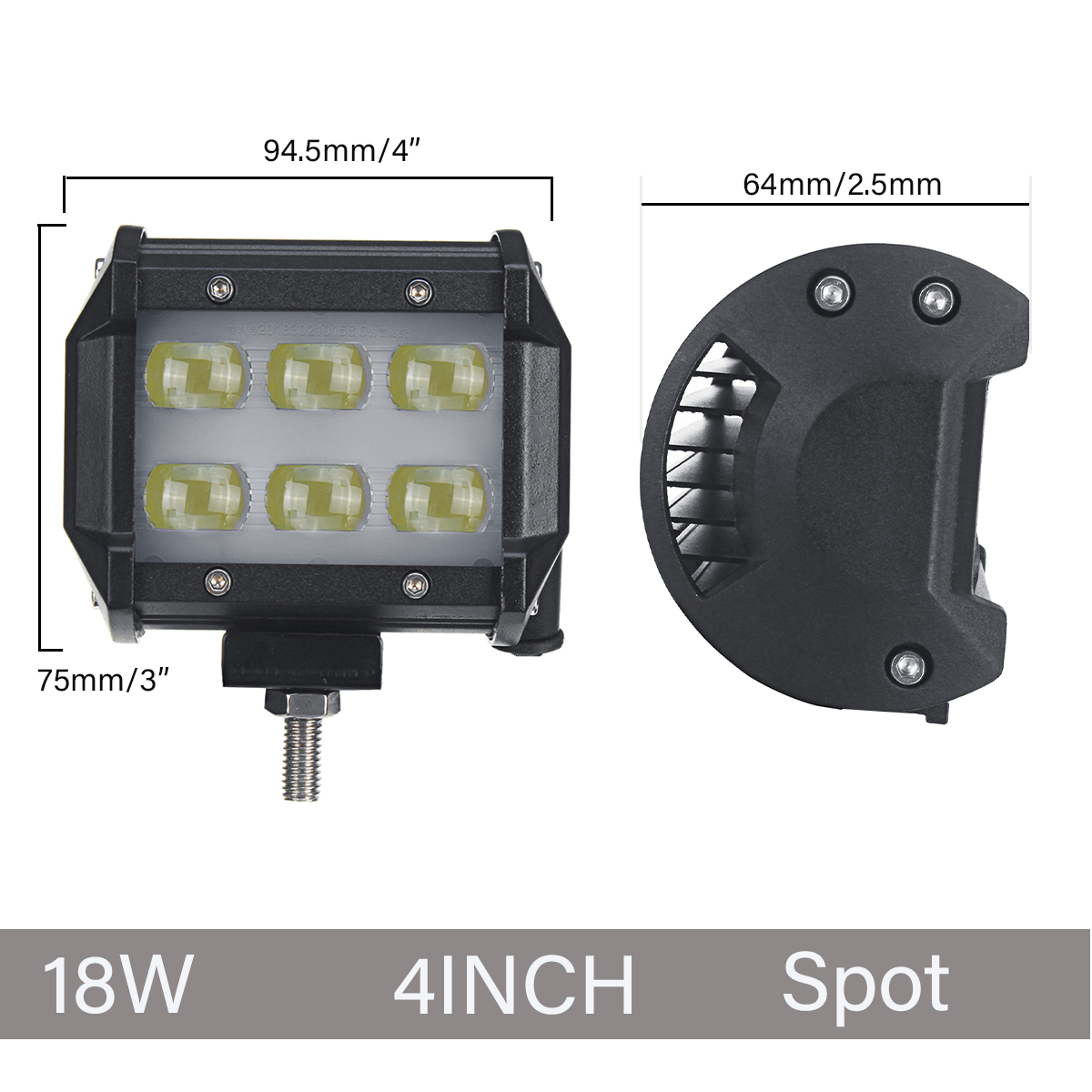 2Pcs-5D-LED-18W-Work-Light-Spot-Beam-Boat-Truck-Offroad-4WD-SUV-White-Lamp-IP67-1543873