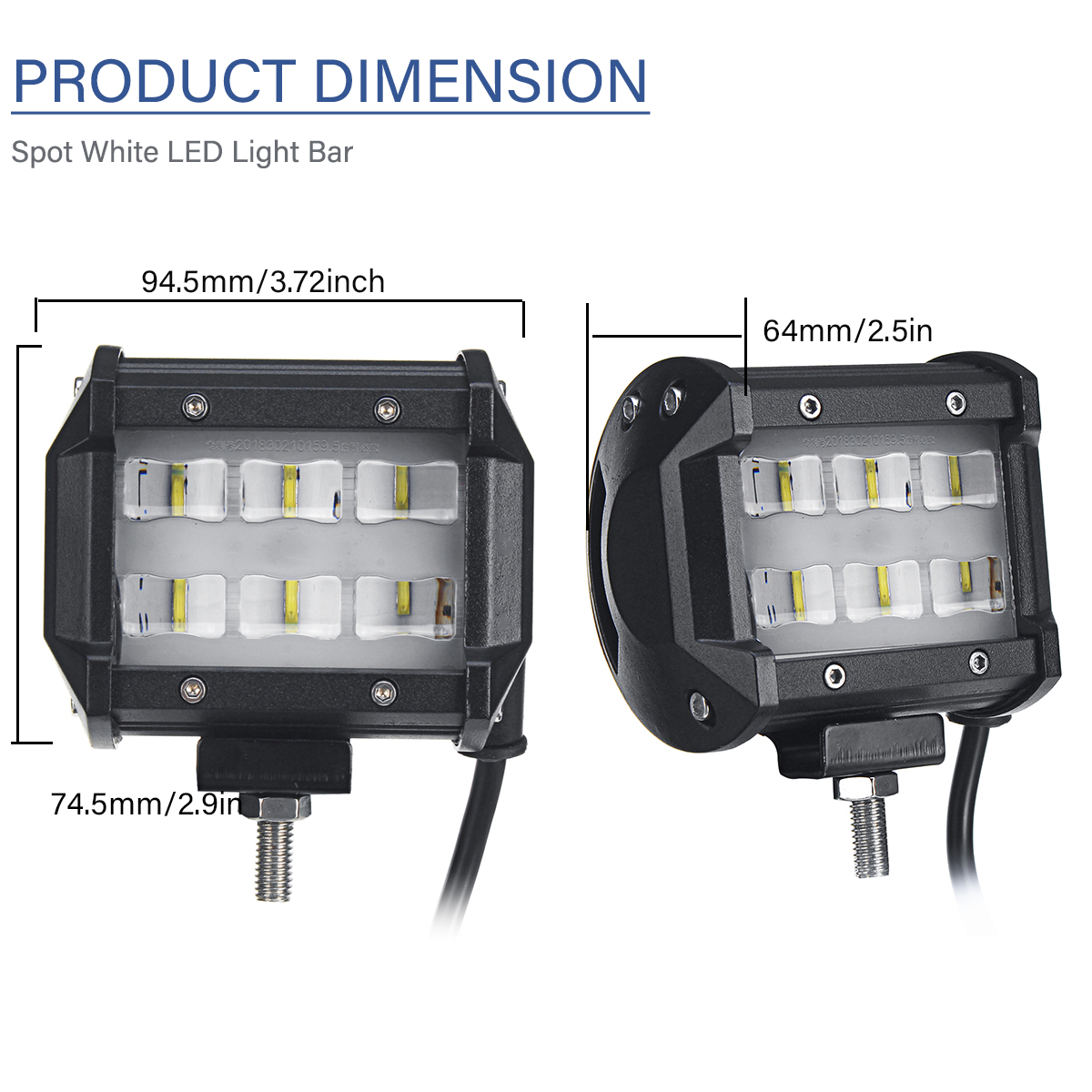 2Pcs-6D-6-LED-18W-6000K-Work-Light-Spot-Beam-Boat-Truck-Offroad-4WD-SUV-White-Lamp-IP67-1543874