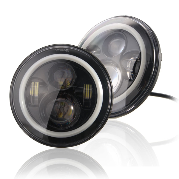 2pcs-40W-6500K-3600LM-White-LED-Headlight-Angel-Eyes-Lamp-for-Harley-Jeep-Wrangler-1037627