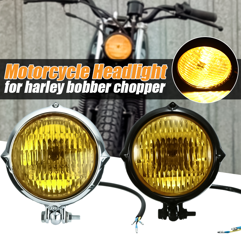 35W-12V-Motorcycle-Headlight-H4-Amber-Light-Headlamp-For-Harley-Bobber-Chopper-1040210
