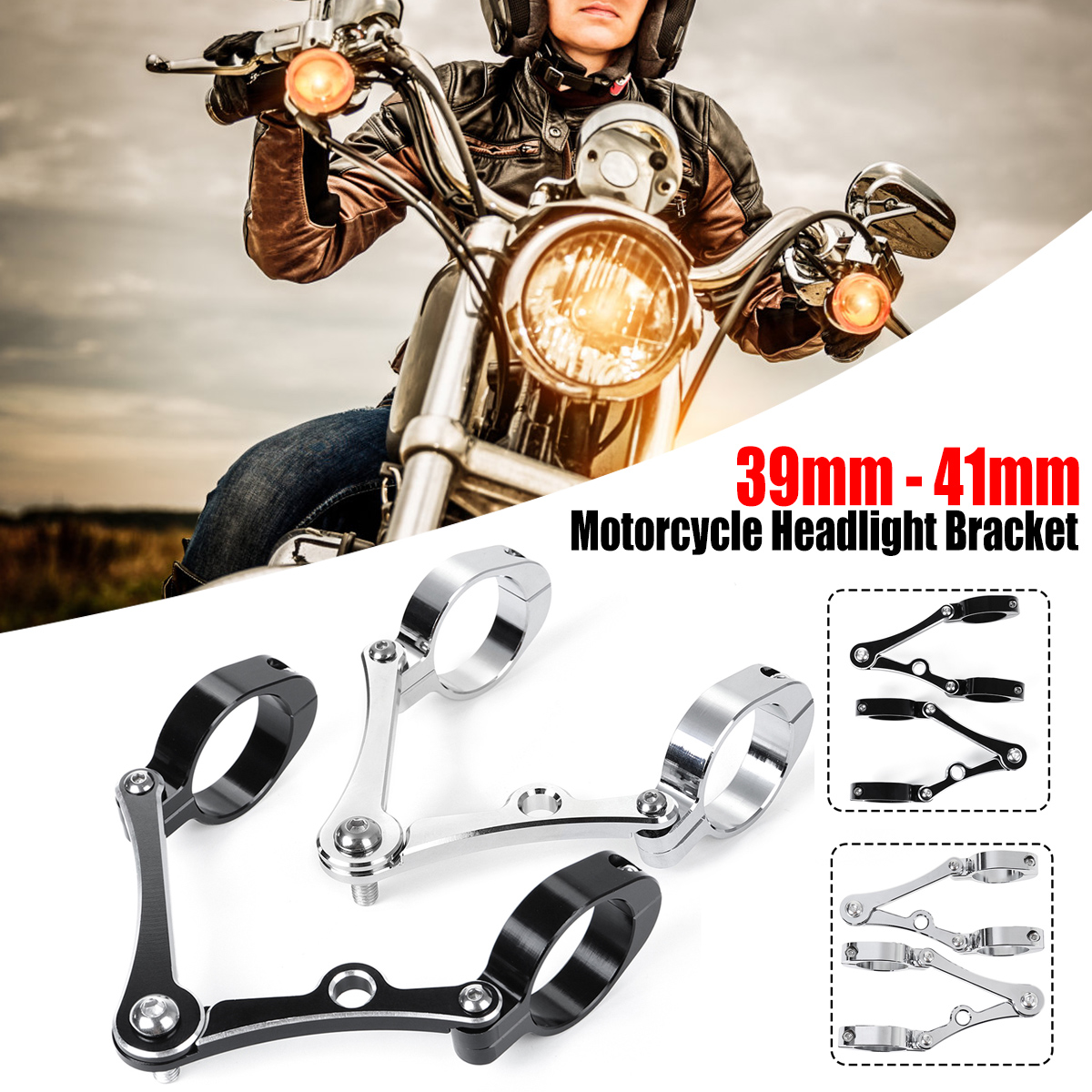 39mm---41mm-Aluminum-Headlight-Bracket-Turn-Lights-Holder-Universal-Custom-1615333