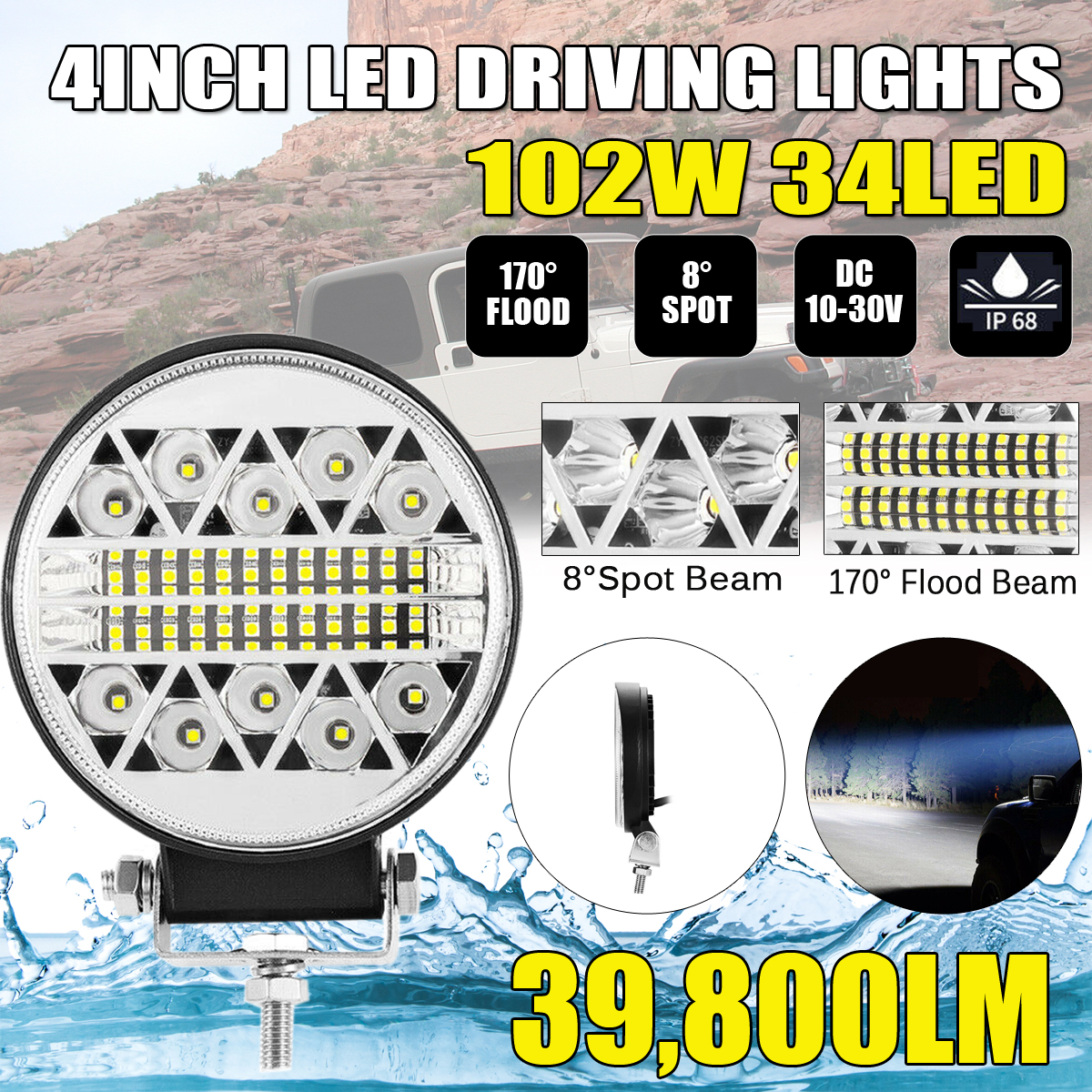 4-Inch-SquareRound-LED-Work-Light-Spot-Flood-Driving-Light-Truck-Off-Road-Tractor-1766533
