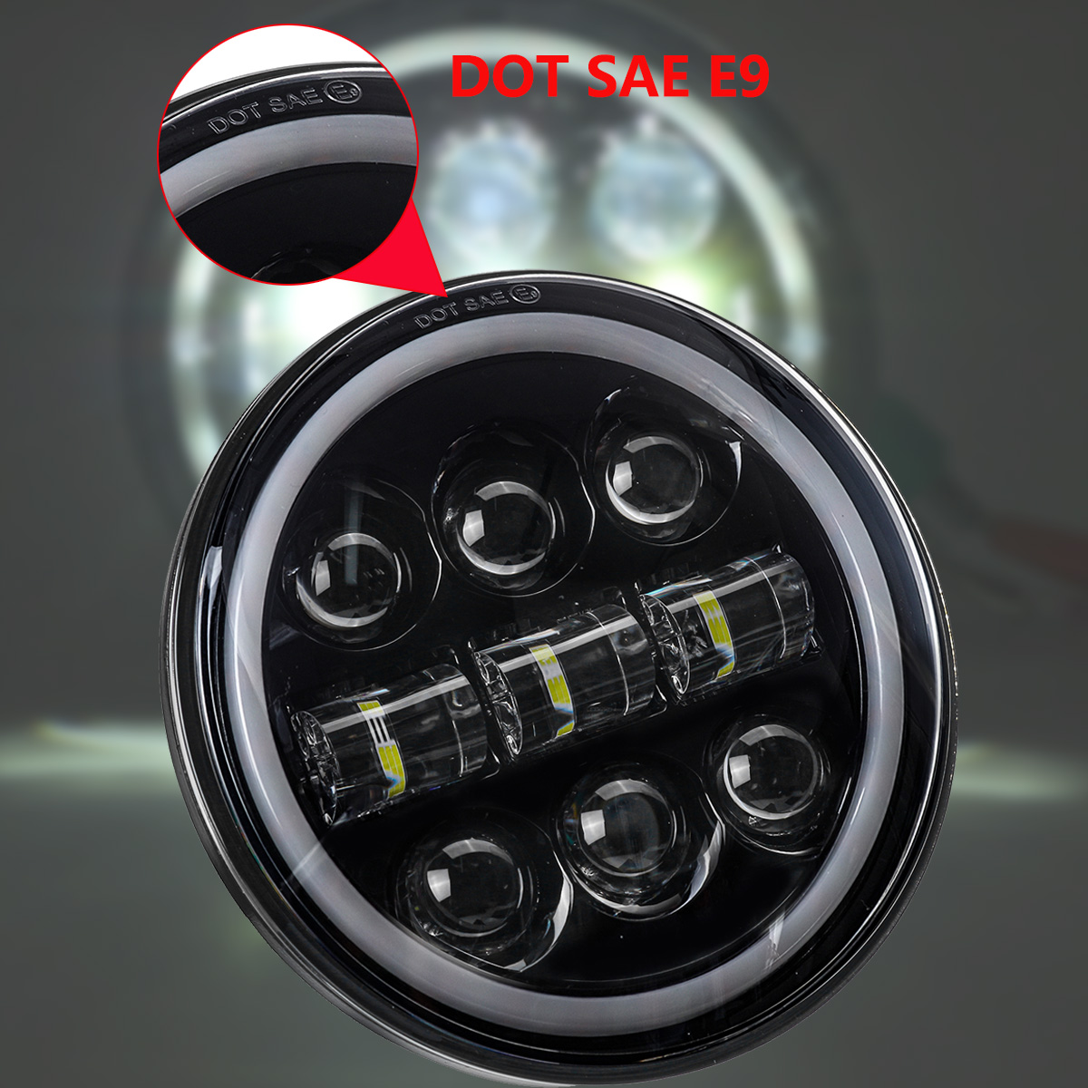 5-34quot-575quot-Motorcycle-Projector-LED-Headlight-Sealed-Hi-Lo-Beam-Halo-Ring-Lamp-1733054