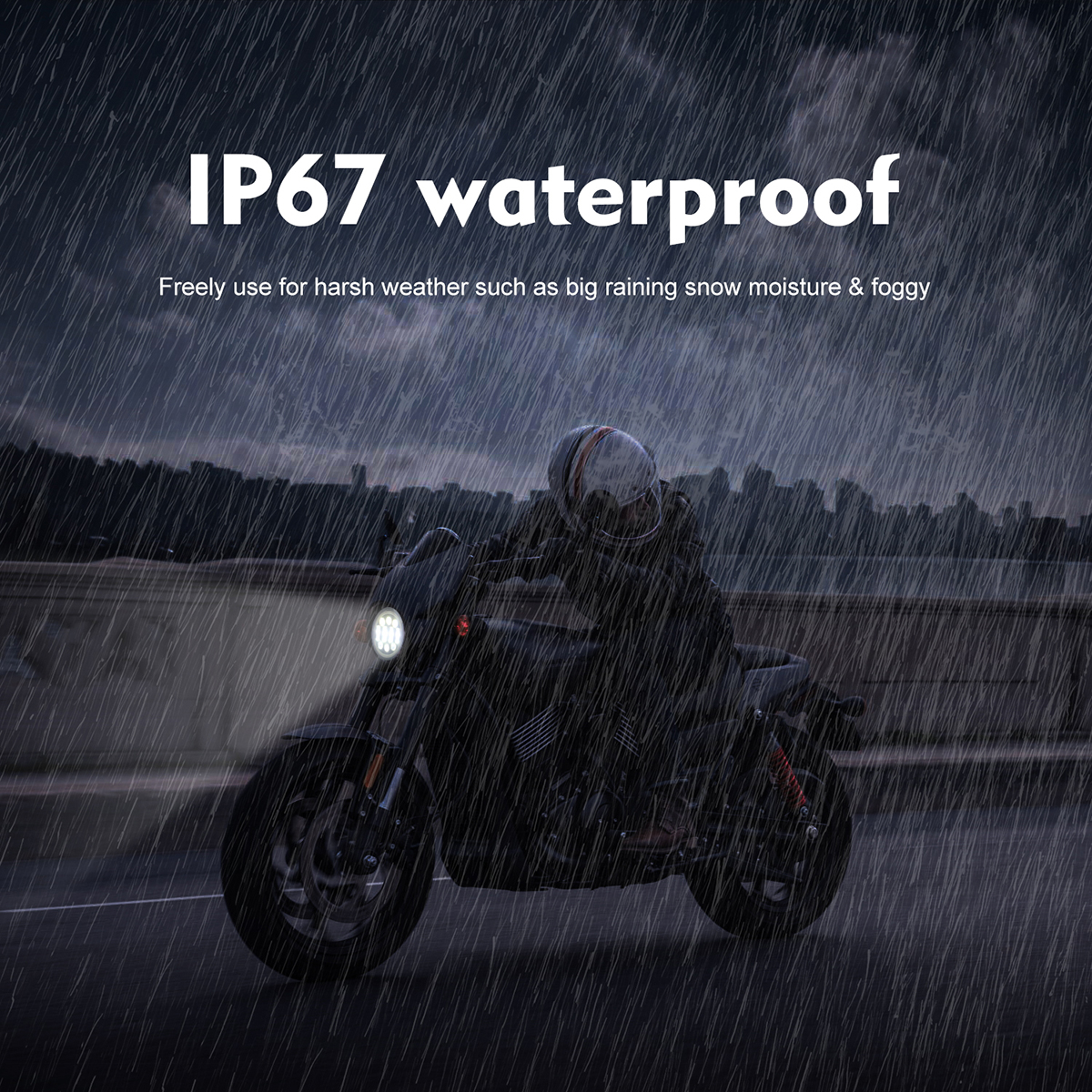 575-Inch-Motorcycle-Projector-LED-Headlight-Sealed-Hi-Lo-Beam-Halo-Ring-Lamp-Bulb-1733657