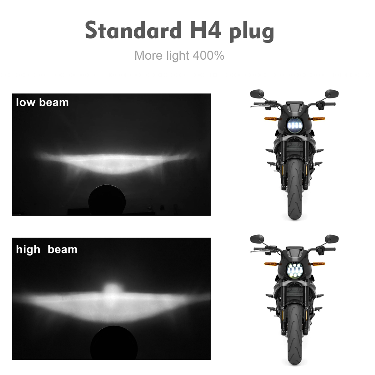 575-Inch-Motorcycle-Projector-LED-Headlight-Sealed-Hi-Lo-Beam-Halo-Ring-Lamp-Bulb-1733657
