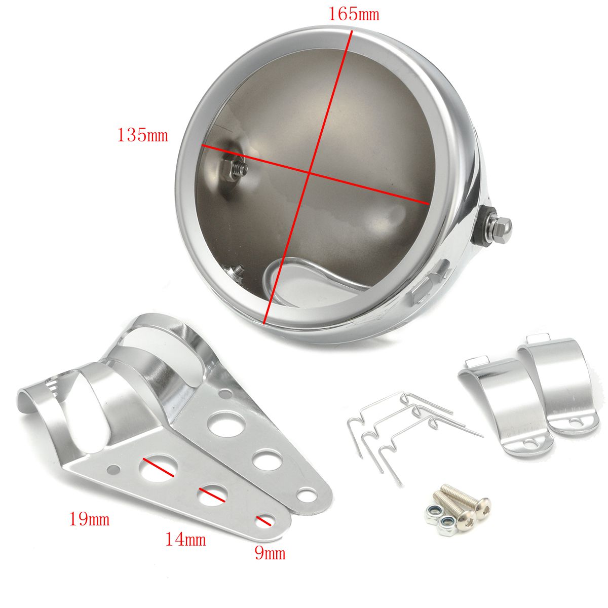 575inch-Motorcycle-Round-Headlight-Lamp-Bucket-Housing-ShellClamp-For-Harley-1229612