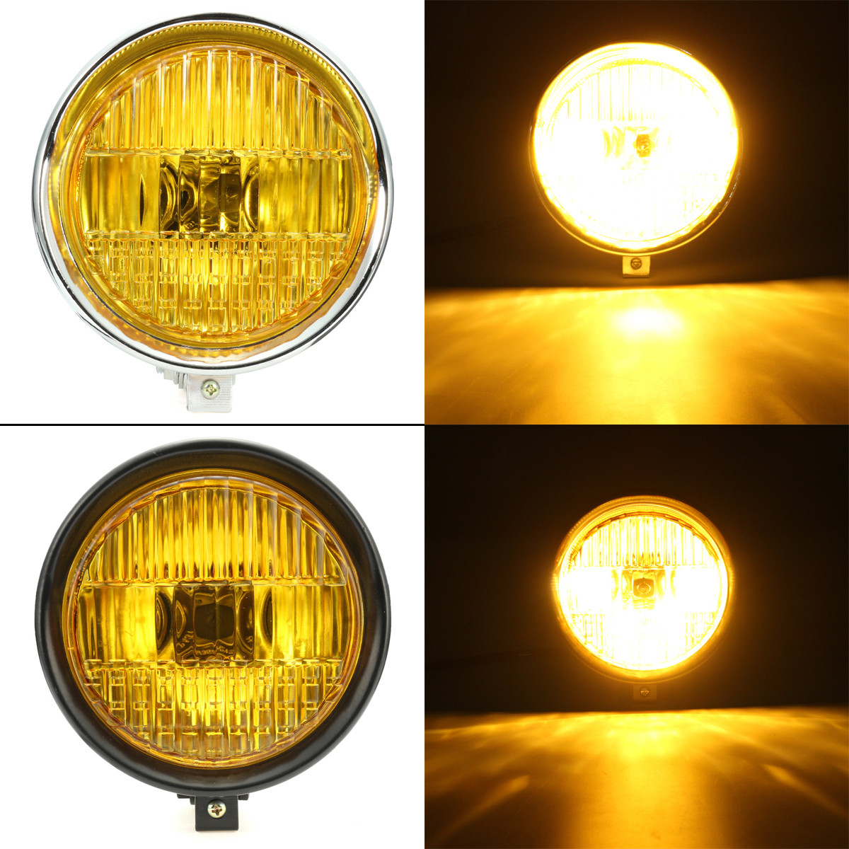 575quot-Motorcycle-Headlight-Light-Retro-Metal-Yellow-Len-For-Harley-Bobber-Chopper-1066035