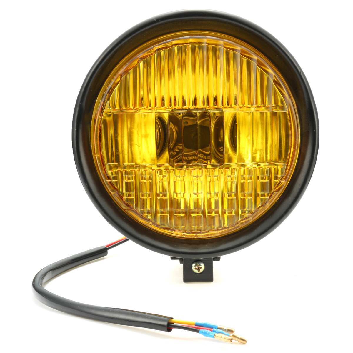 575quot-Motorcycle-Headlight-Light-Retro-Metal-Yellow-Len-For-Harley-Bobber-Chopper-1066035