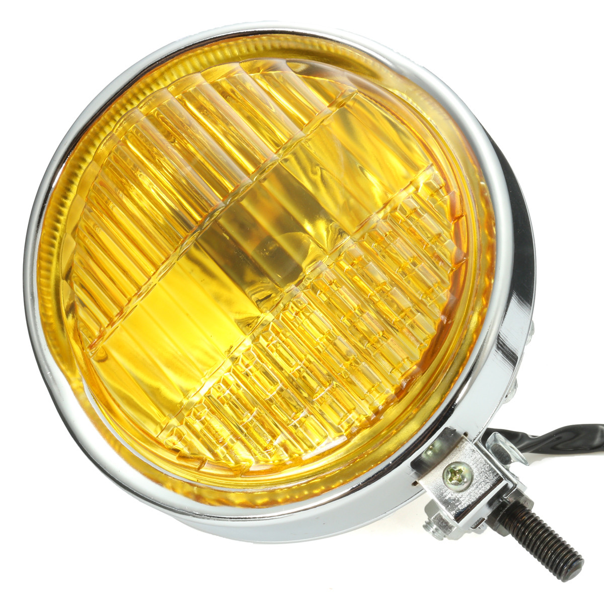 575quot-Motorcycle-Headlight-Light-Retro-Metal-Yellow-Len-For-Harley-Bobber-Chopper-1066035