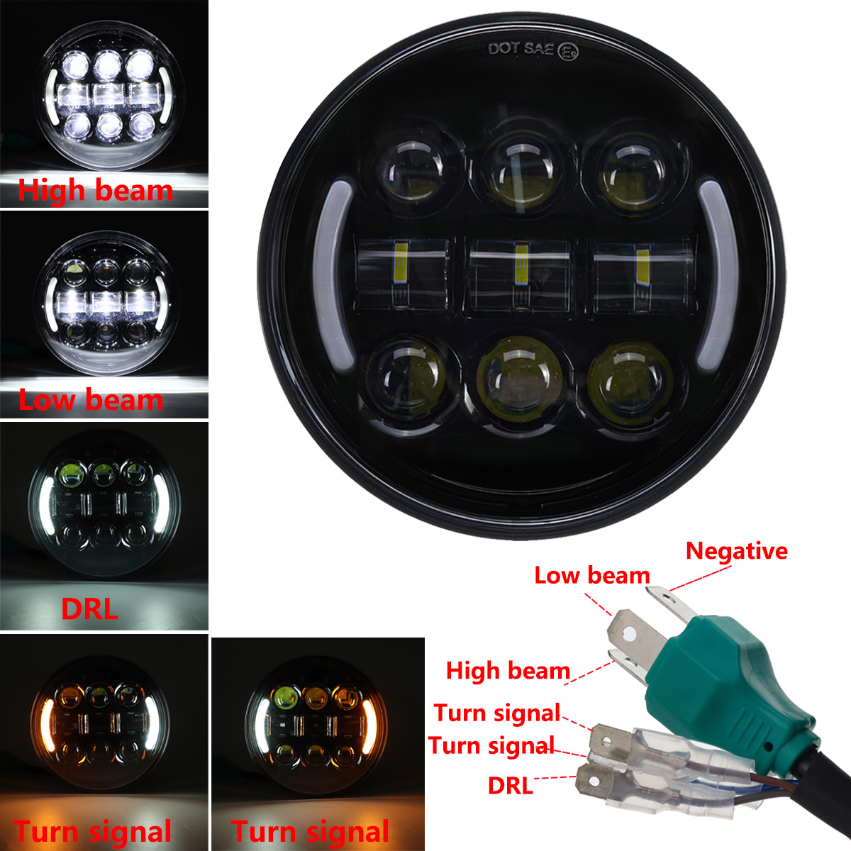 575quot-Motorcycle-LED-Headlight-Projector-Hi-Lo-Beam-DRL-Turn-Signal-Halo-Ring-1733051