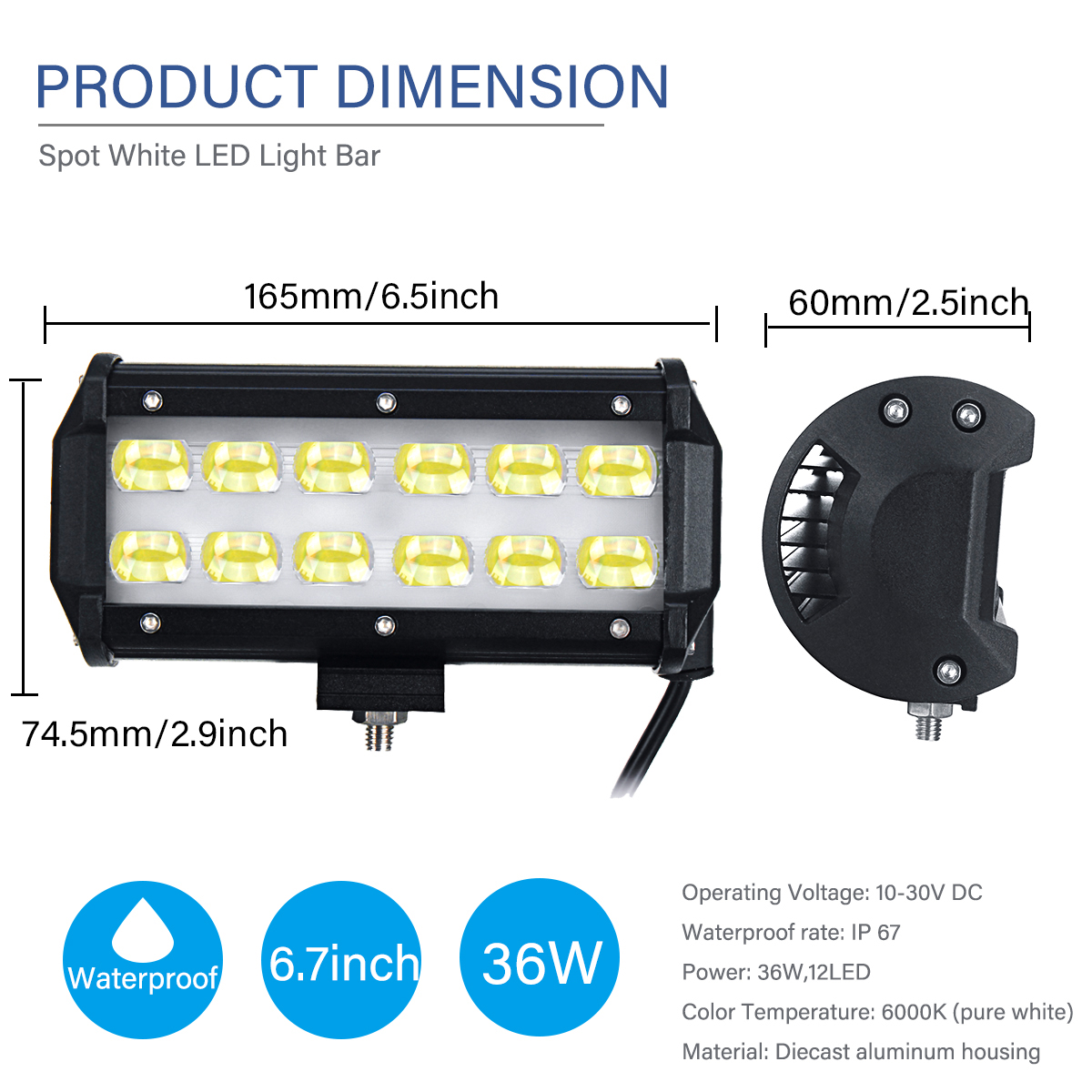 65-Inch-5D-36W-LED-Work-Light-Spot-Beam-Boat-Truck-Off-Road-4WD-SUV-6000K-IP67-1637165