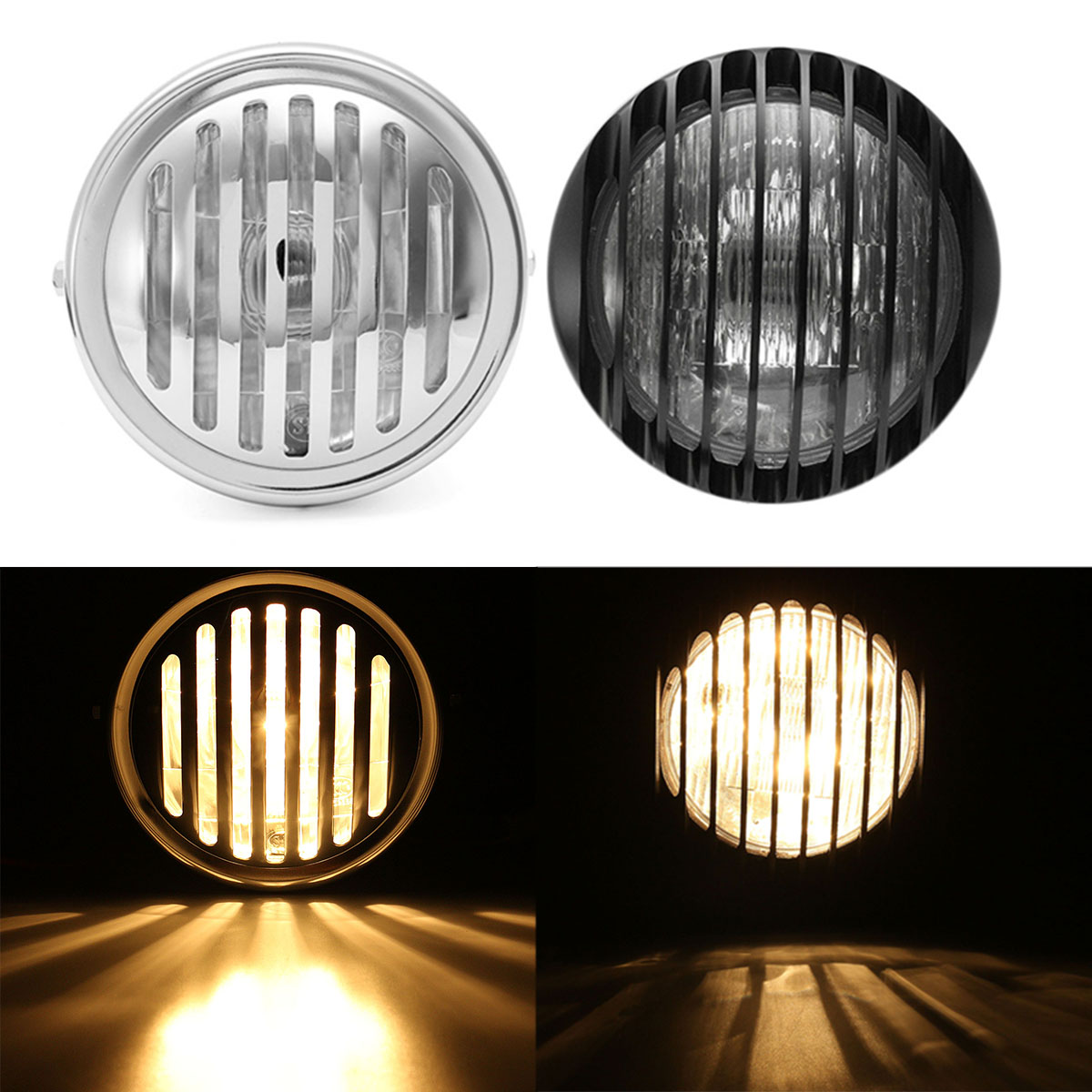 65inch-Motorcycle-Headlight-Retro-Grill-Guard-Metal-For-Harley-Chopper-Cafe-Racer-1261398
