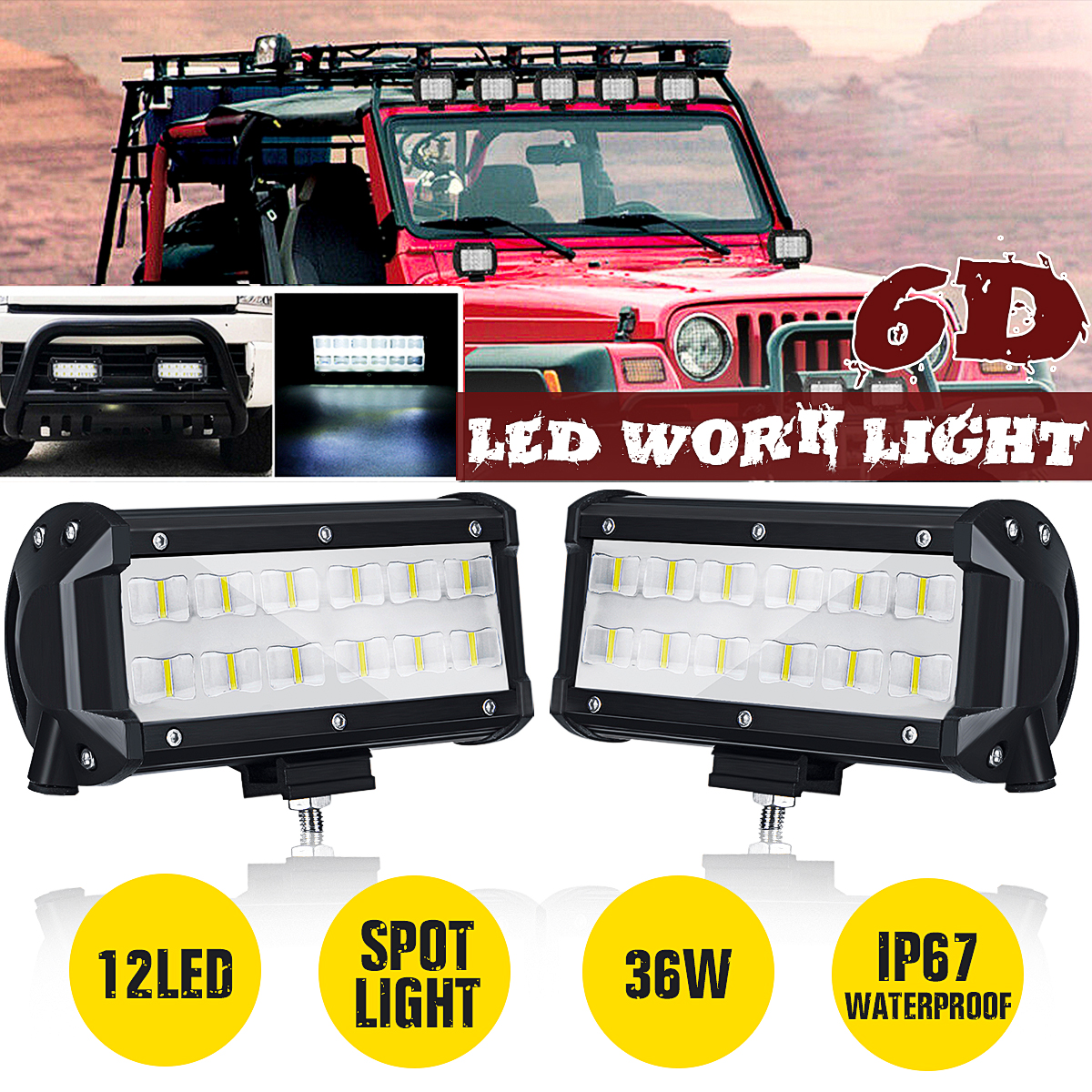 6D-LED-36W-6000K-Work-Light-Spot-Beam-Boat-Truck-Offroad-4WD-SUV-White-Lamp-IP67-1543875