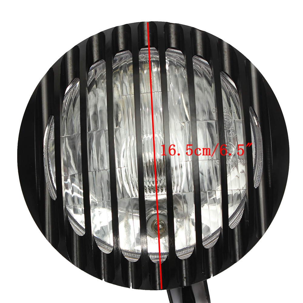 6Inch-Black-Metal-Motorcycle-Grill-Cover-Halogen-Headlights-For-Harley-Sportster-1381349