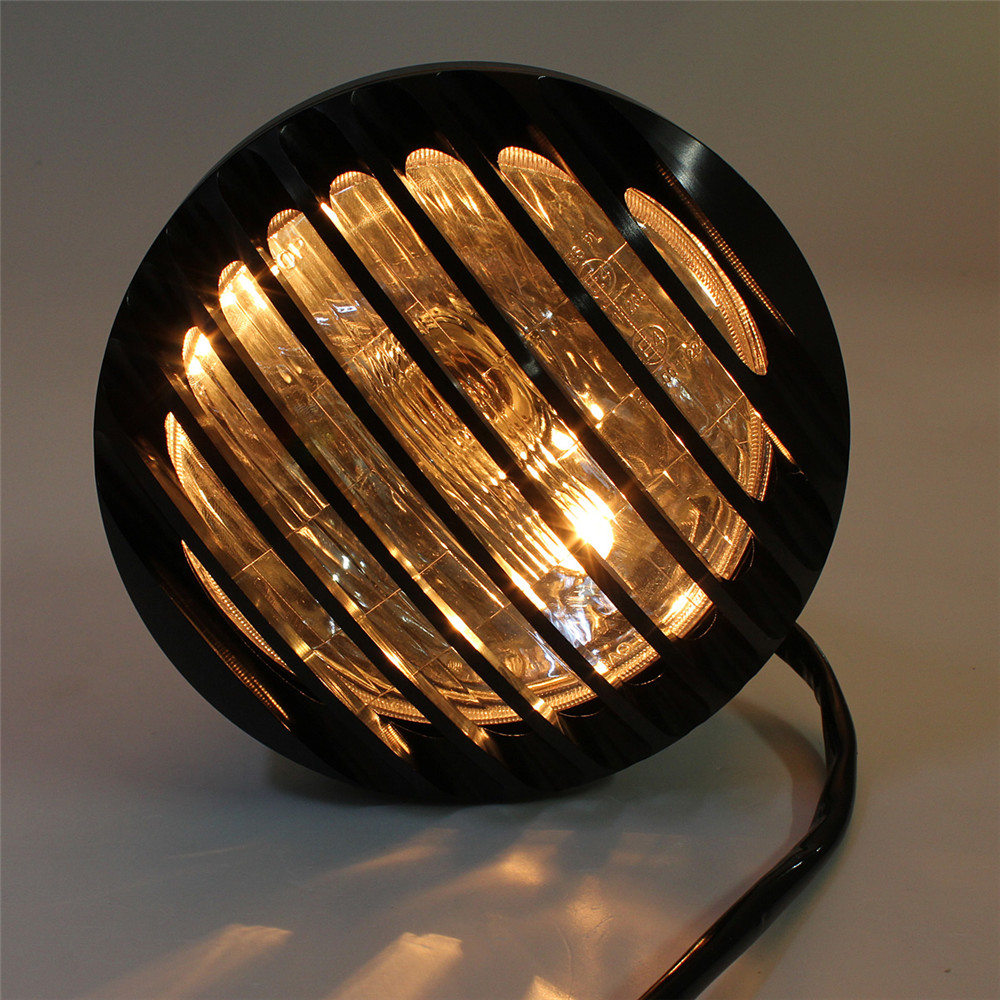 6Inch-Black-Metal-Motorcycle-Grill-Cover-Halogen-Headlights-For-Harley-Sportster-1381349