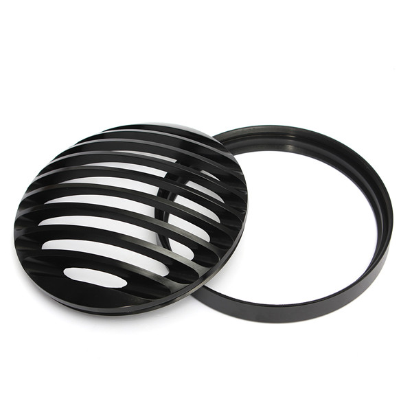 6inch-Motorcycle-Bullet-Halogen-Headlight-Grill-Cover-Black-CNC-Aluminum-For-Harley-979210
