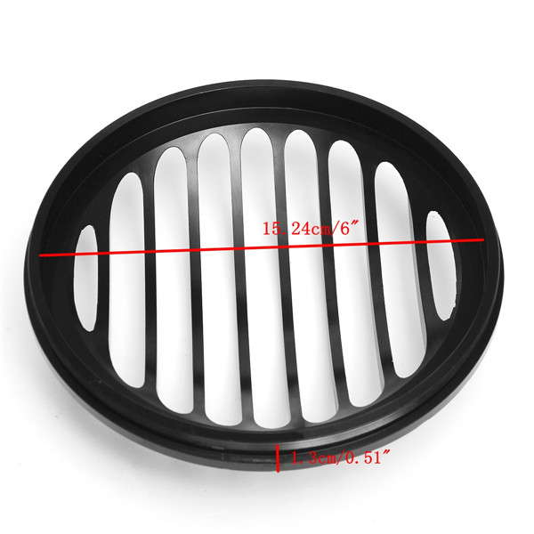 6inch-Motorcycle-Bullet-Halogen-Headlight-Grill-Cover-Black-CNC-Aluminum-For-Harley-979210