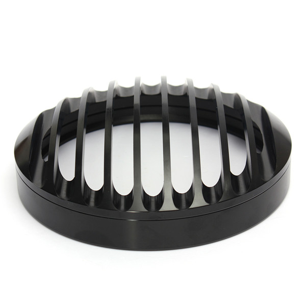 6inch-Motorcycle-Bullet-Halogen-Headlight-Grill-Cover-Black-CNC-Aluminum-For-Harley-979210