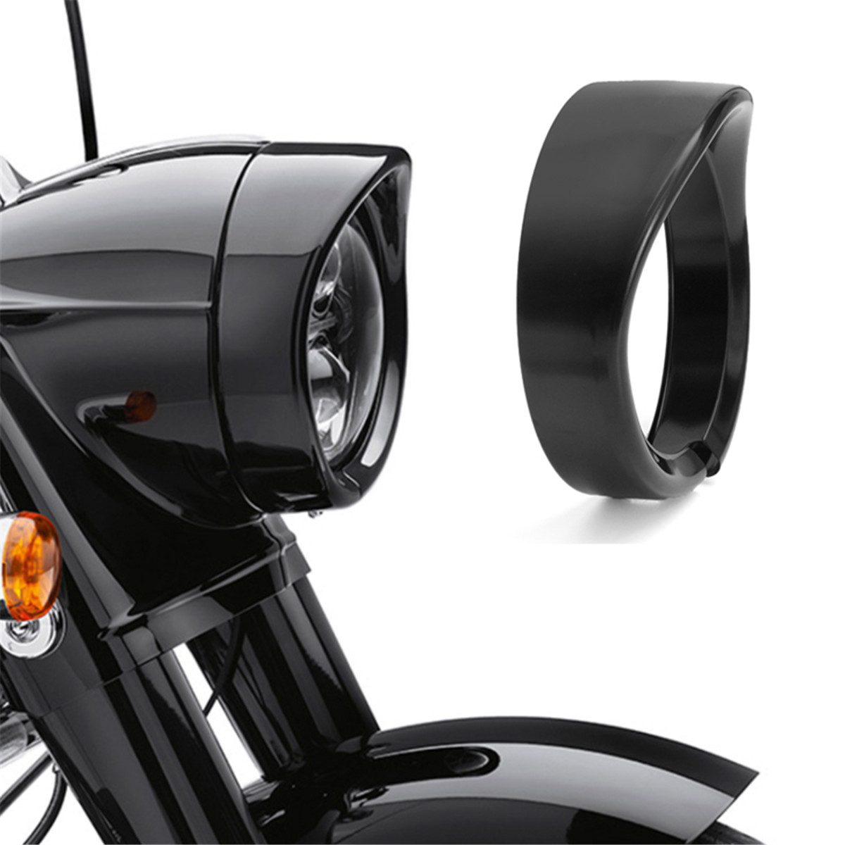 7inch-Headlight-Headlamp-Trim-Ring-Protect-Guard-Cover-Cap-Black-For-Harley-1476304