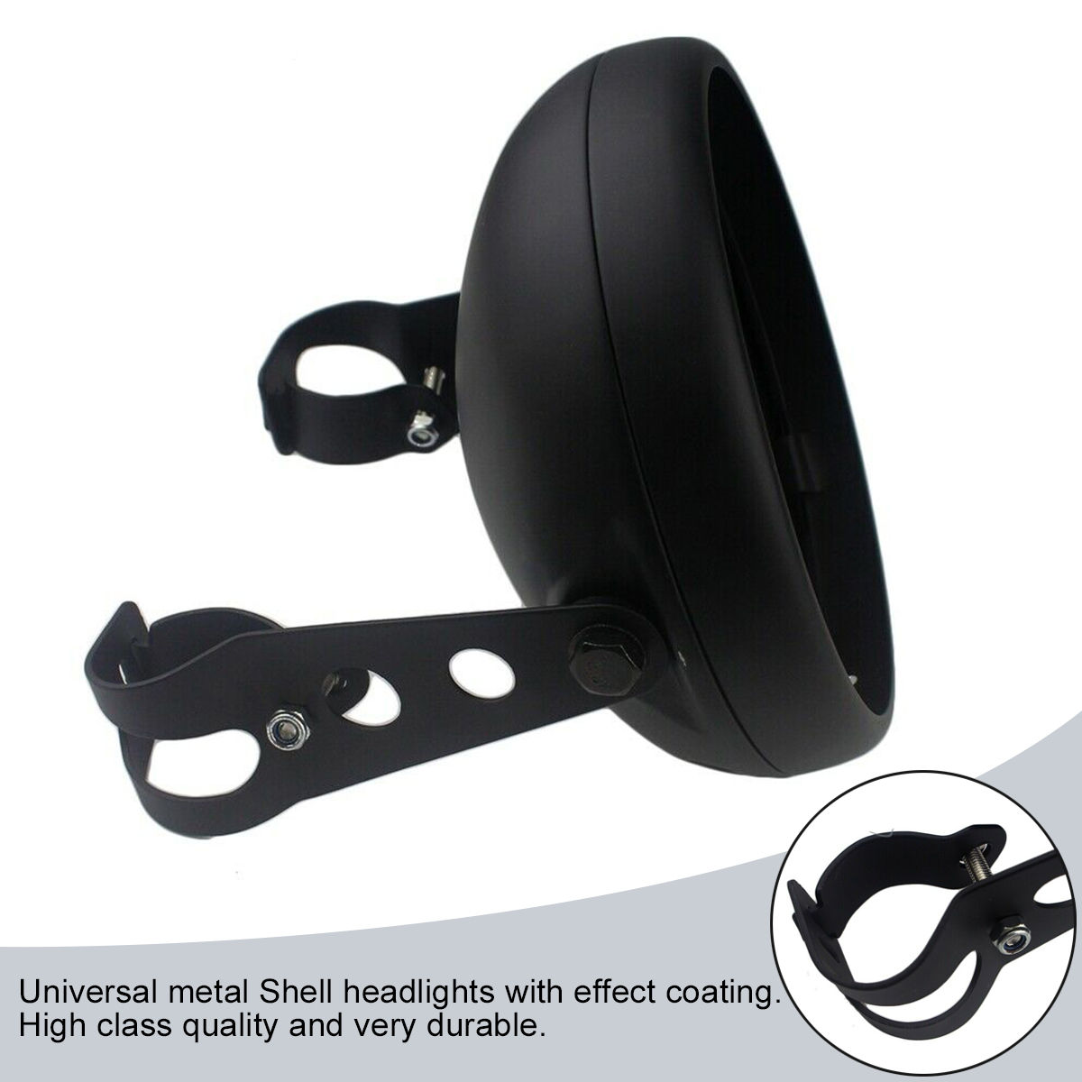 7inch-Motorcycle-Headlight-Housing-Cover-Mount--Bracket-Round-Headlamp-Black-1695769