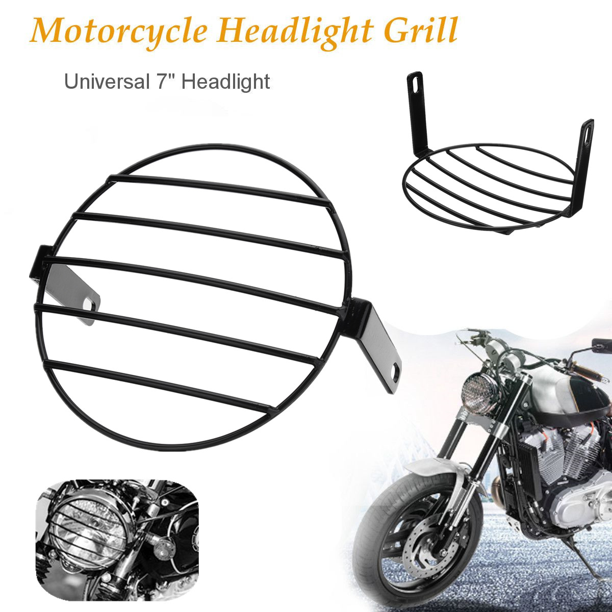 7inch-Motorcycle-Retro-Metal-Mesh-Grill-Headlight-Cover-For-YamahaSuzukiHonda-1224147