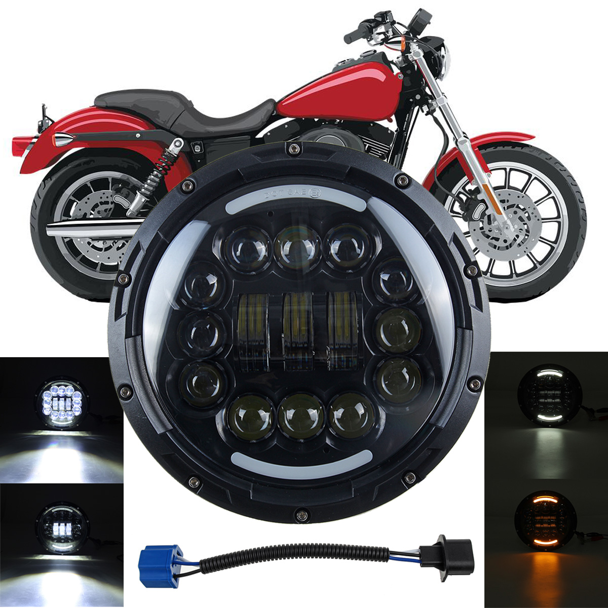 7quot-Motorcycle-LED-Headlight-Projector-Halo-Angel-Eye-Hi-Lo-Beam-Turn-Signal-DRL-1734837