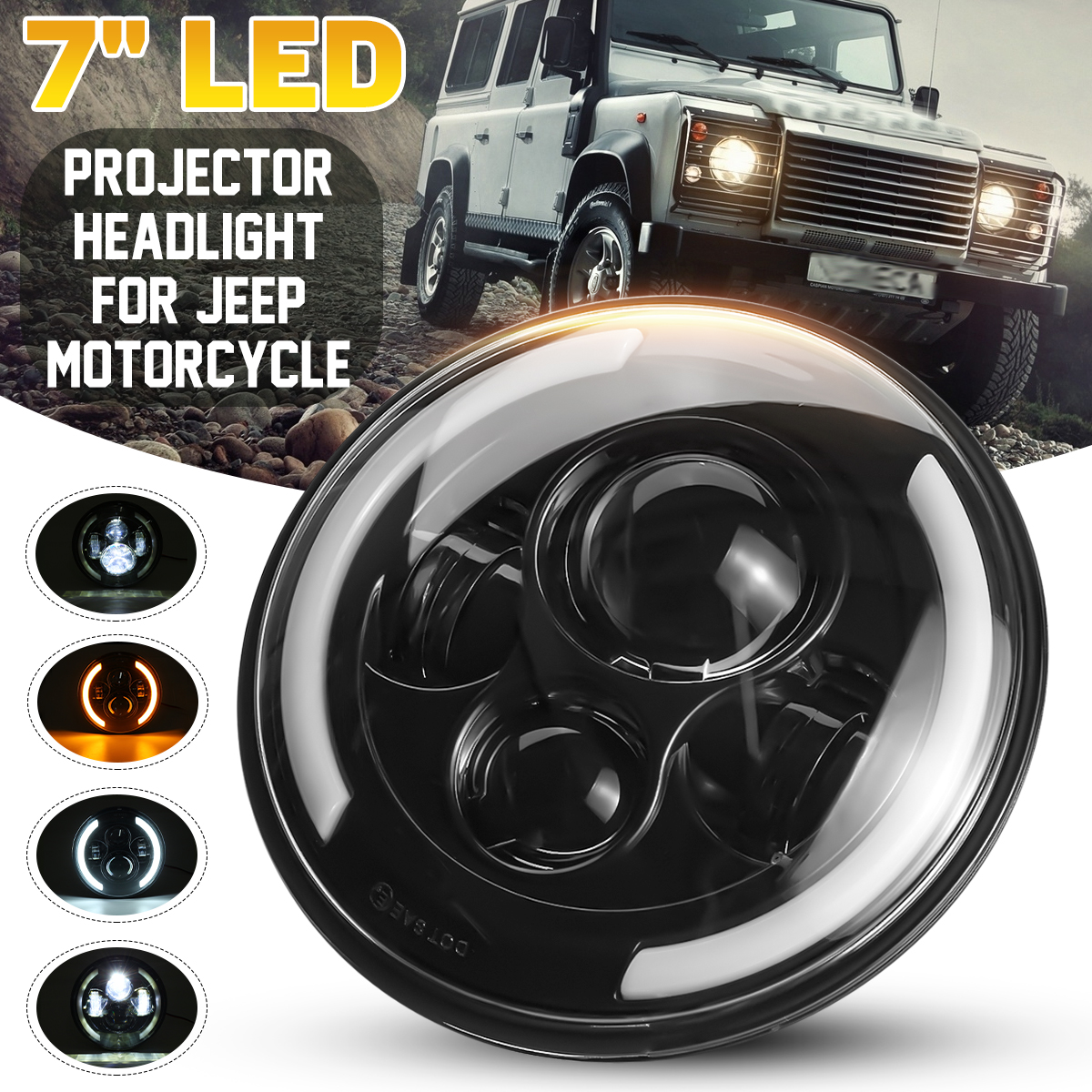 7quot-Motorcycle-LED-Projector-Headlight-Hi-Lo-Beam-Round-For-Jeep-For-Wrangler-1734874