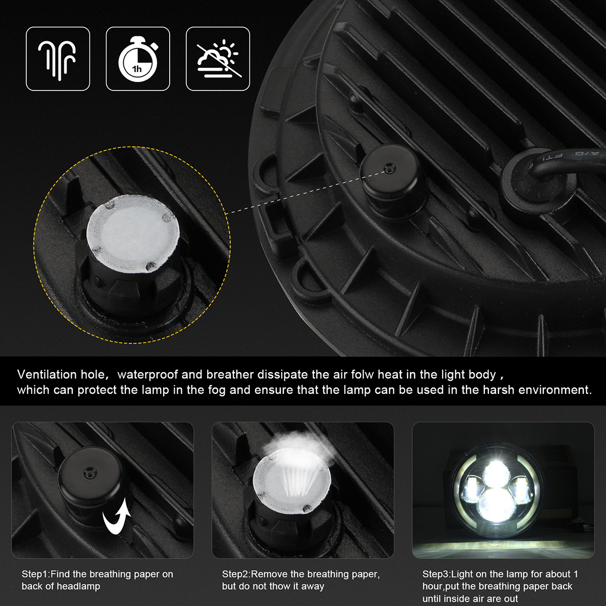 7quot-Motorcycle-LED-Projector-Headlight-Hi-Lo-Beam-Round-For-Jeep-For-Wrangler-1734874