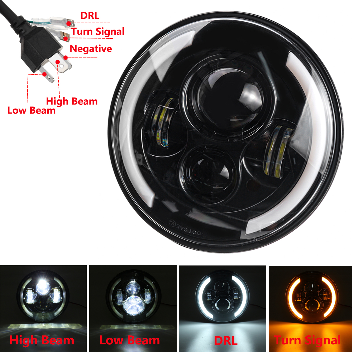 7quot-Motorcycle-LED-Projector-Headlight-Hi-Lo-Beam-Round-For-Jeep-For-Wrangler-1734874