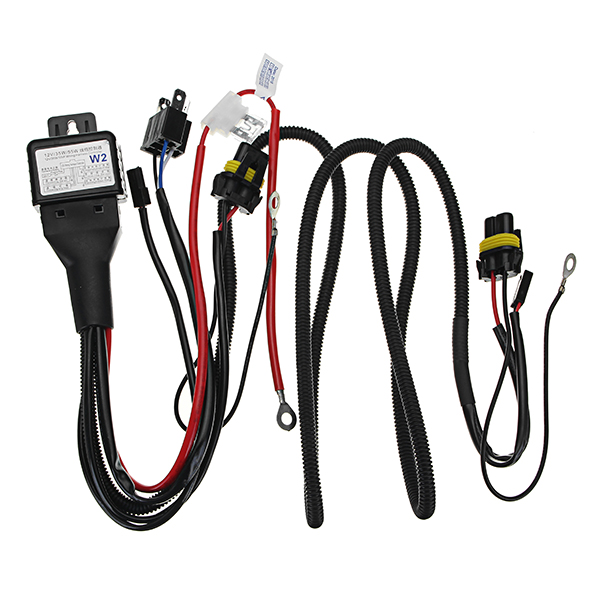 H4-12V-35W-3000h-Motorcycle-Elastic-Xenon-Lamp-HeadLight-Harness-Wiring-Controller-1267959