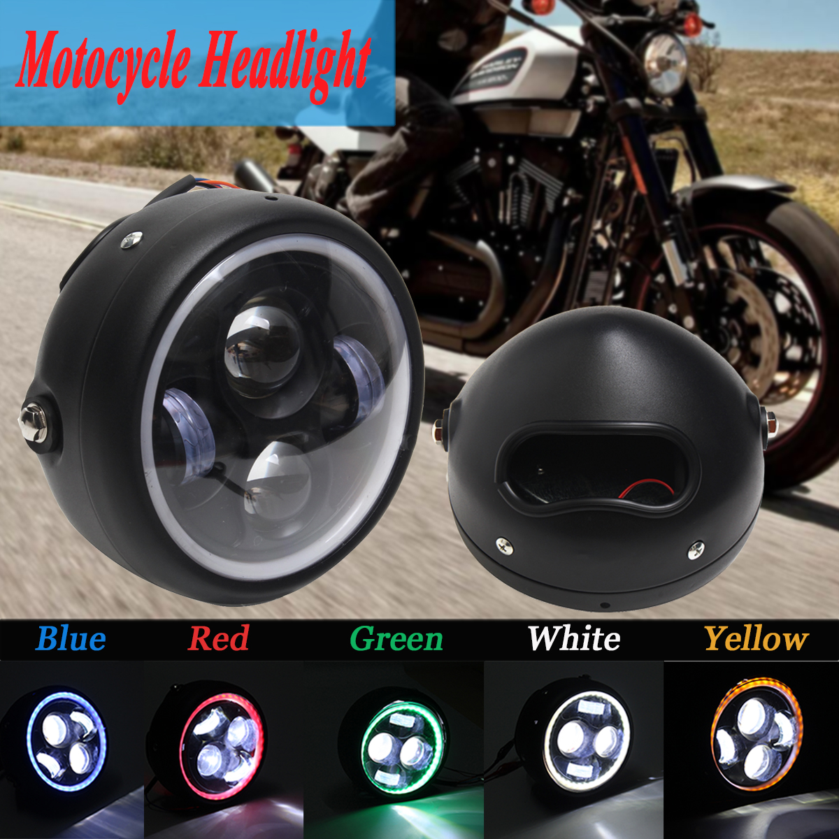 Motorcycle-Cafe-Racer-COB-LED-Projector-Angel-Eye-Headlights-Lamp-1271301