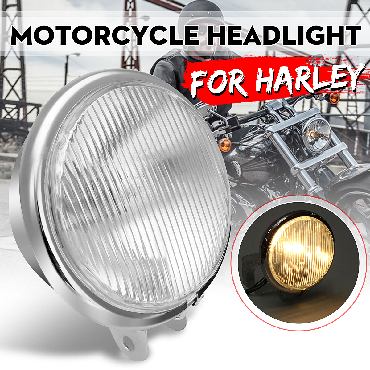 Motorcycle-Chrome-Front-Headlight-for-Harley-Bikes-Chopper-Touring-80662