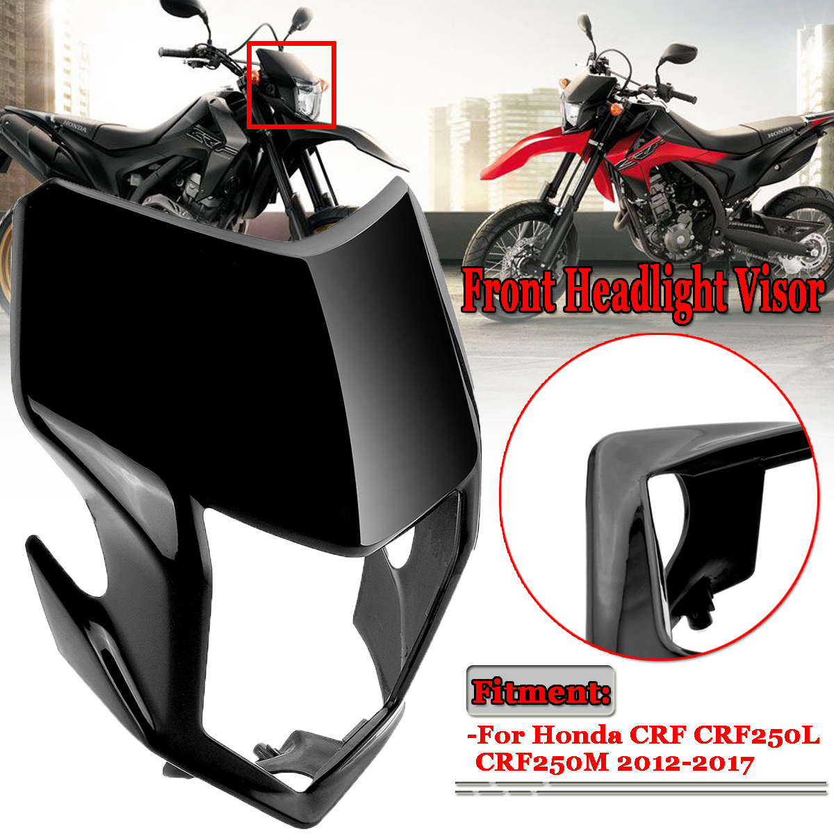 Motorcycle-Front-Headlight-Visor-Fairing-Black-For-Honda-CRF250L-CRF250M-2012-2017-1400180