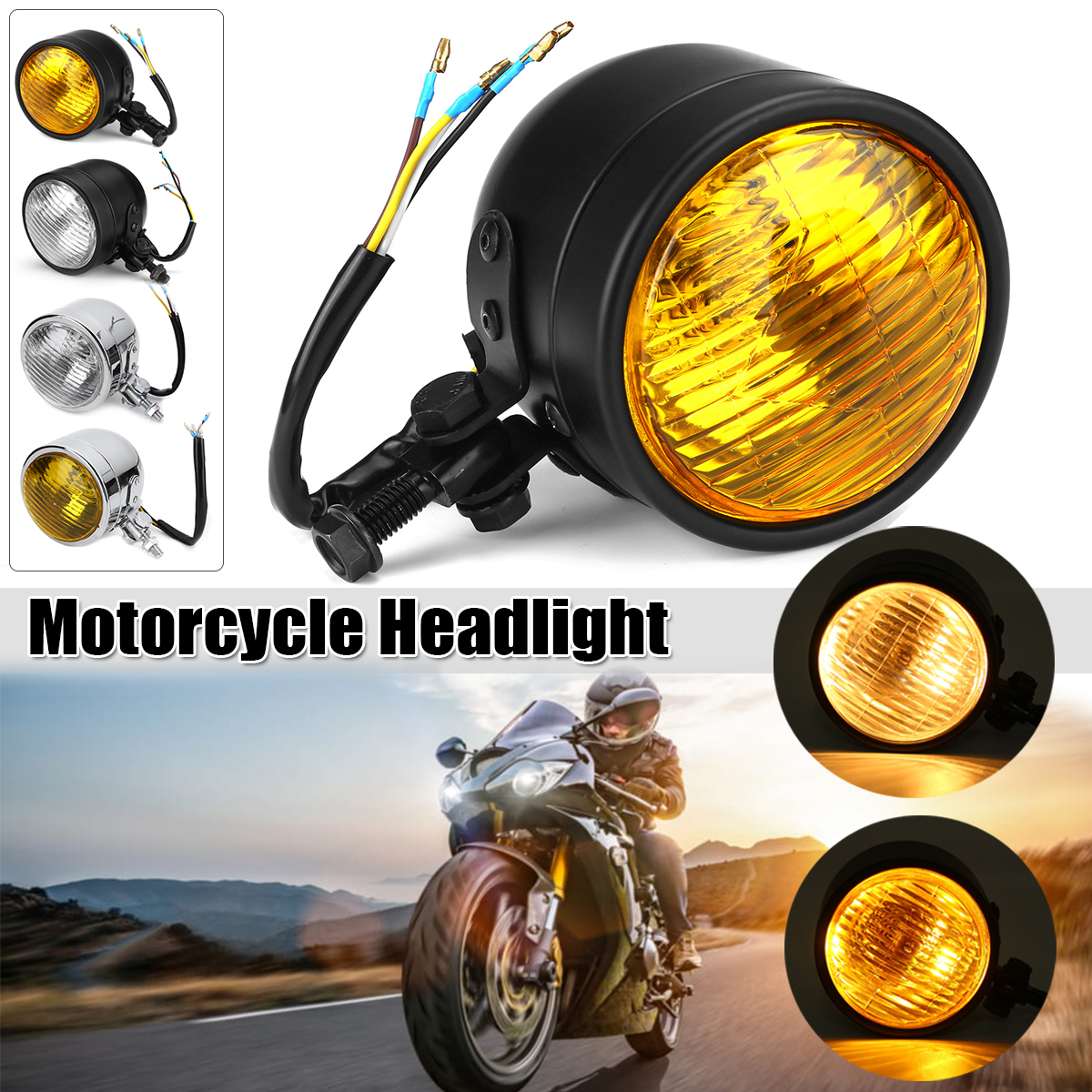 Motorcycle-Vintage-Custom-Headlight-Fog-Light-HS1-12V-35W-Front-Lamp-Universal-1817960