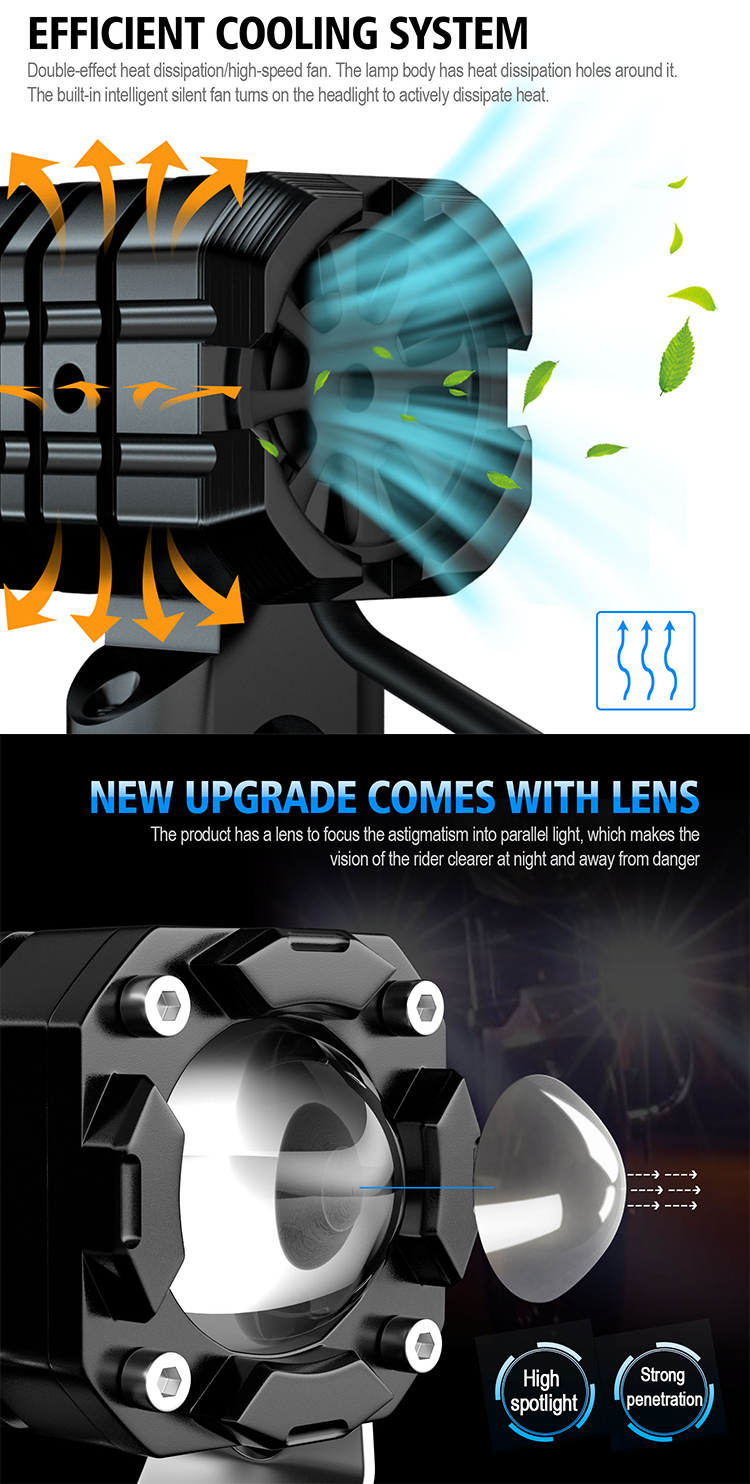 Pair-12V-20W-6000K-IP67-BlackSliver-Motorcycle-Turbo-LED-Yellow--White-Headlights-Flash-Strobe-Light-1727700