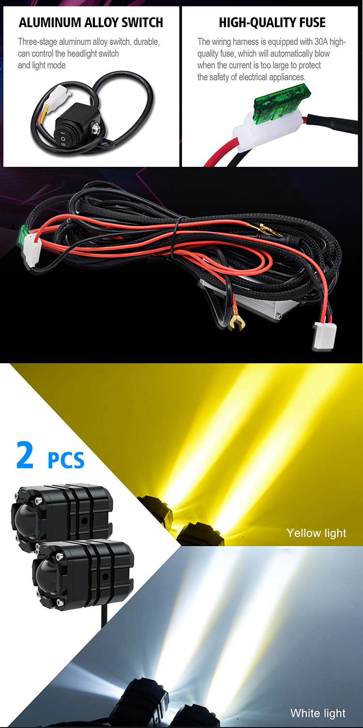 Pair-12V-20W-6000K-IP67-BlackSliver-Motorcycle-Turbo-LED-Yellow--White-Headlights-Flash-Strobe-Light-1727700