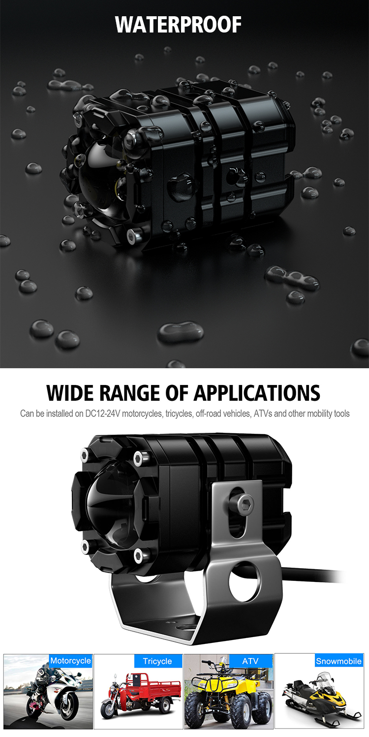 Pair-12V-20W-6000K-IP67-BlackSliver-Motorcycle-Turbo-LED-Yellow--White-Headlights-Flash-Strobe-Light-1727700