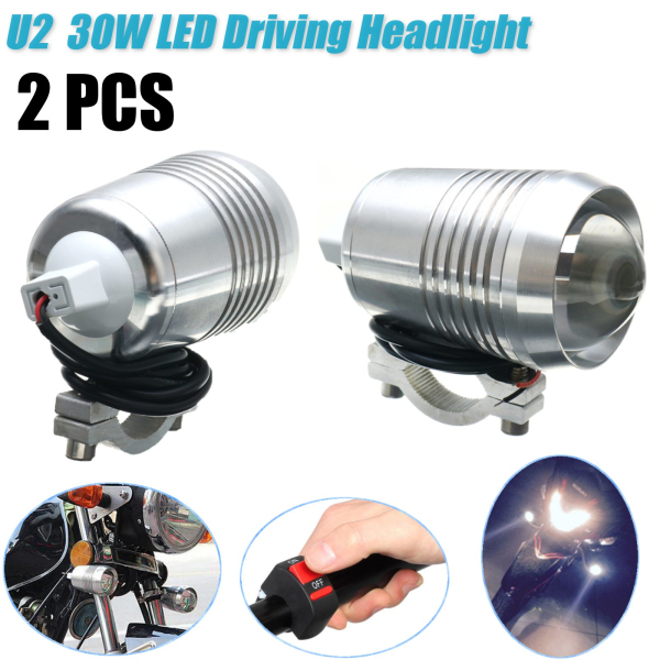 Pair-30W-DC-12-60V-Motorcycle-Headlight-U2-LED-Driving-Headlamp-Fog-Light--Switch-HighLow-Beam-1144583
