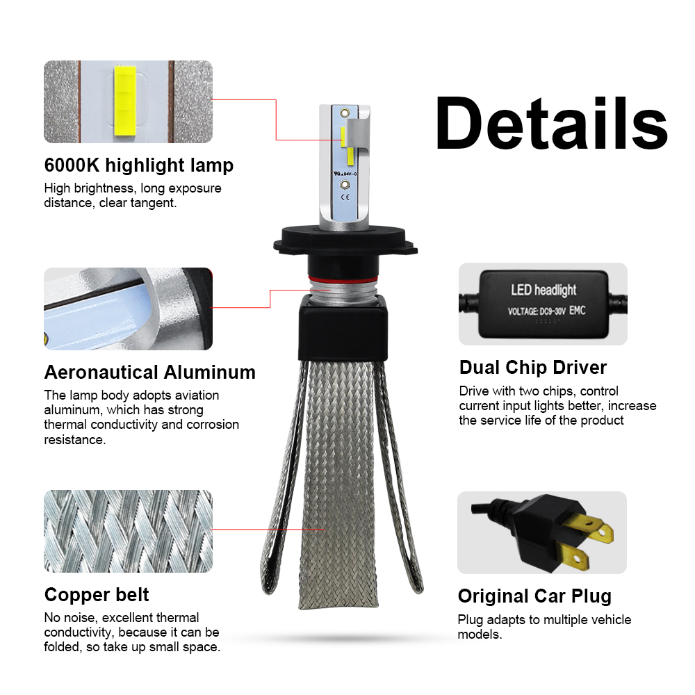 Roadsuntrade-2pcs-12V24V-T8-LED-Bulb-H1H4H7H1190059006-White-Headlights-60W-6000Lm-COB-Headlamp-Auto-1622619