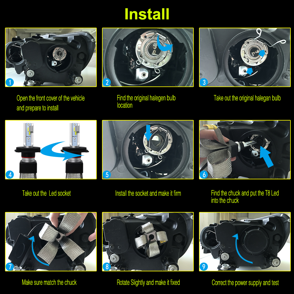 Roadsuntrade-2pcs-12V24V-T8-LED-Bulb-H1H4H7H1190059006-White-Headlights-60W-6000Lm-COB-Headlamp-Auto-1622619
