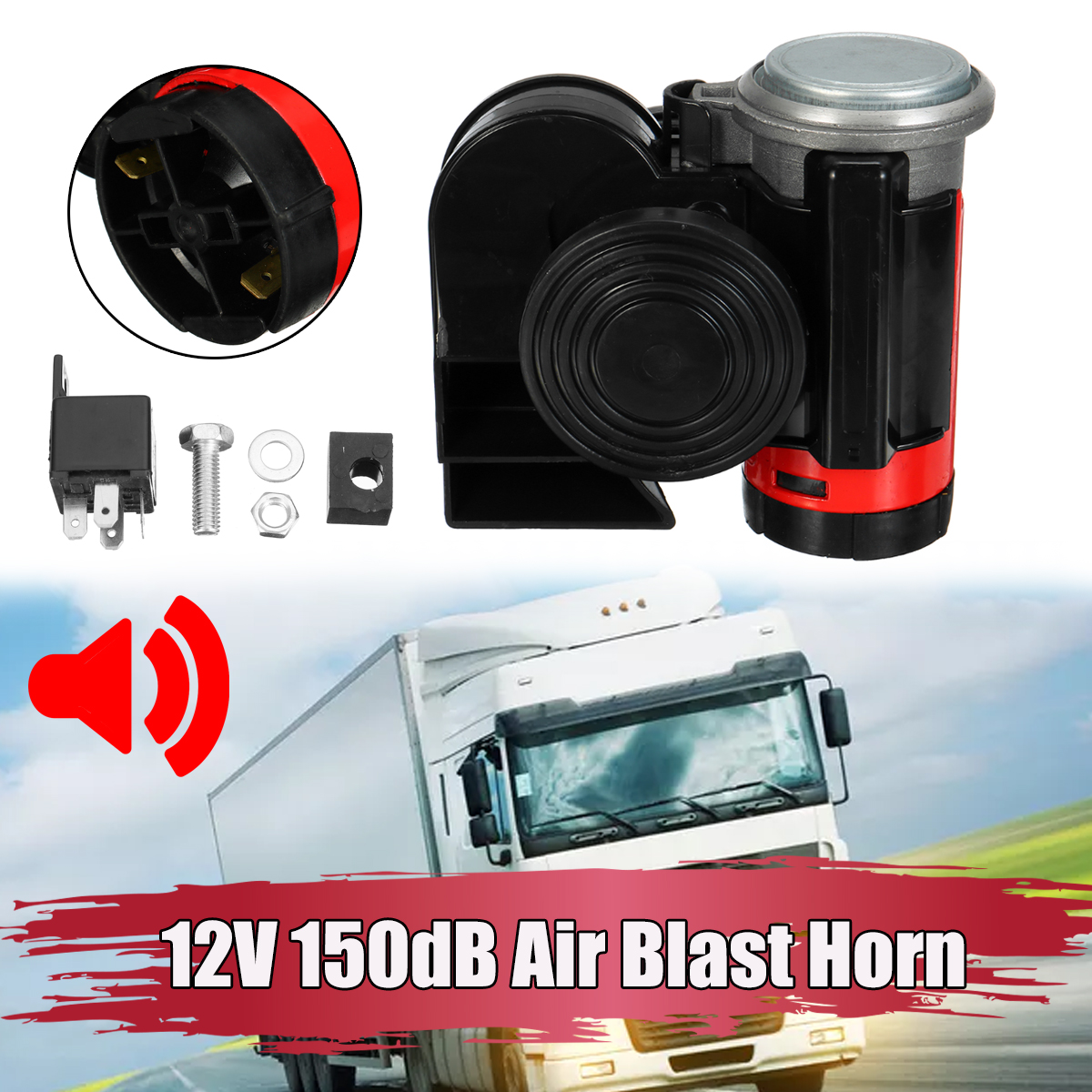 12V-150dB-Air-Blast-Horn-Car-Truck-Lorry-SUV-RV-Train-Boat-Twin-Tone-Loud-Bike-1770782